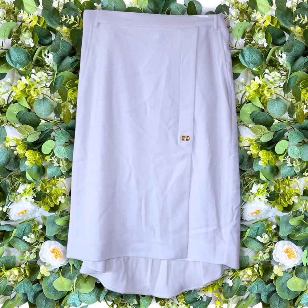 New Women's Halston Heritage White/Eggshell A-Line Skirt Size 2